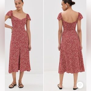 Reformation Red Floral Midi Skirt